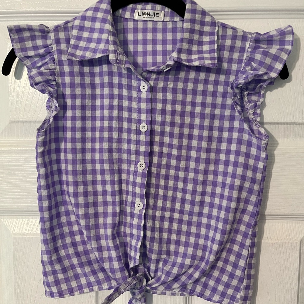 Purple Gingham Kids Shirt